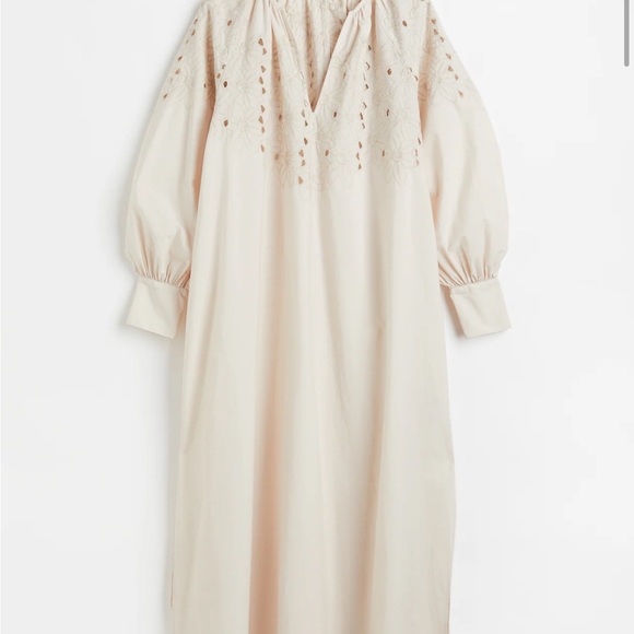 H&M Dresses & Skirts - H&M Light Beige Dress with Eyelet Embroidery size S